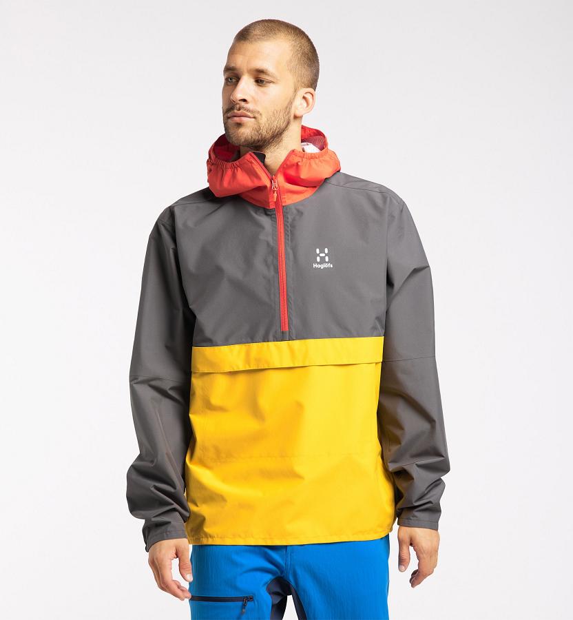 Haglöfs Mens Spira Waterproof Jacket Black Yellow New Zealand 58429ENSI